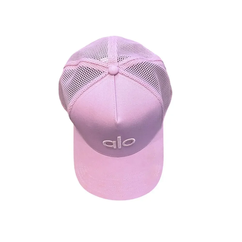 ALO Yoga NWT District Trucker Hat Candy Heart Pink Logo Baseball Cap One Size